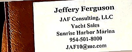 JAF Consulting yacht sales card