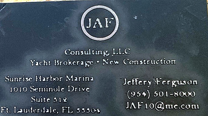 JAF Consulting yacht brokerage card