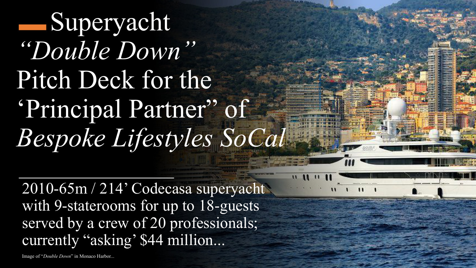 Bespoke Lifestyles International — Double Down SoCal pitch deck cover