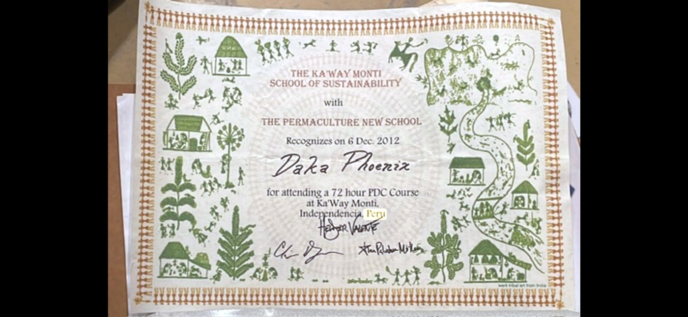 Permaculture Design Certificate, Ka'Way Monti School of Sustainability, Peru, December 2012