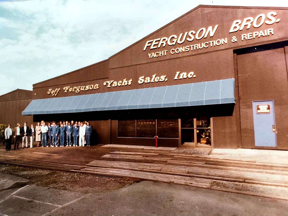 Ferguson Bros. Yacht Construction & Repair storefront, vintage photo