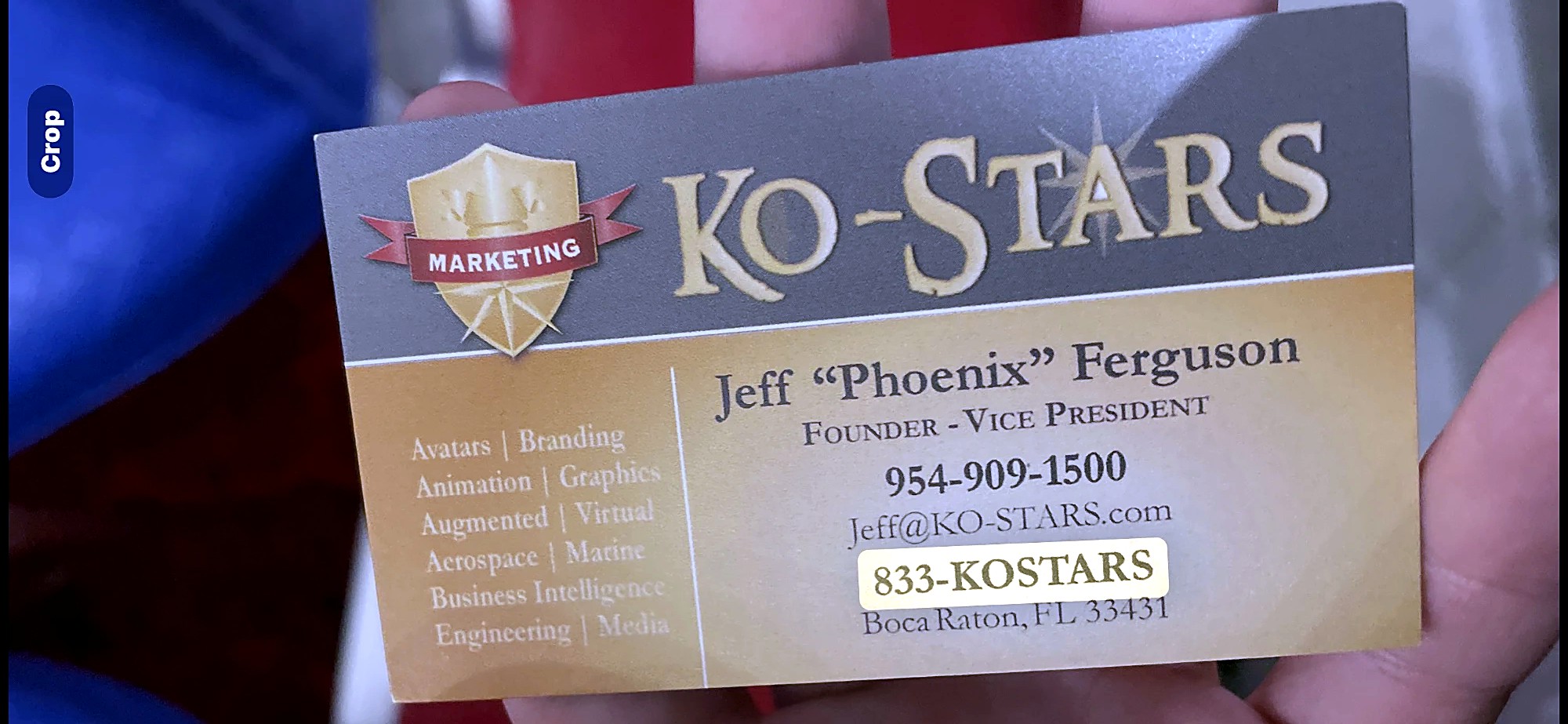 KO-STARS business card — Jeff "Phoenix" Ferguson, Founder &ndash; Vice President