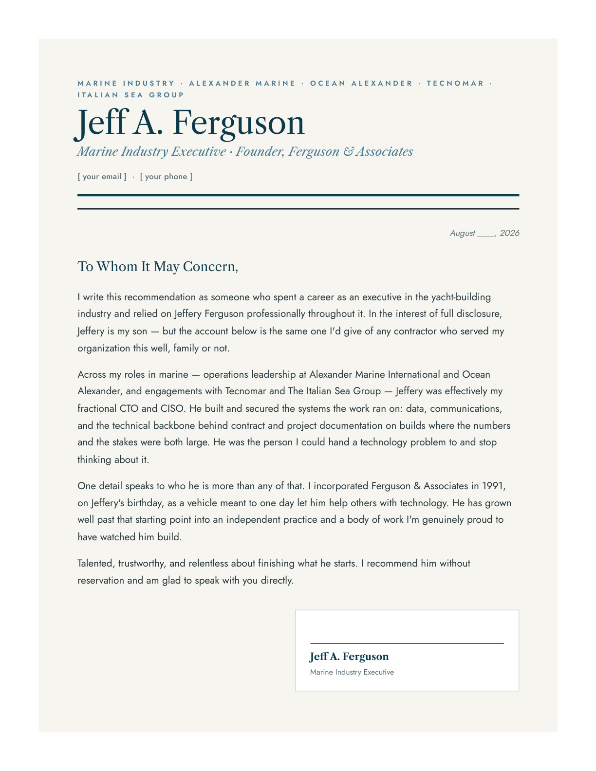 Jeff A. Ferguson Sr. — page 1