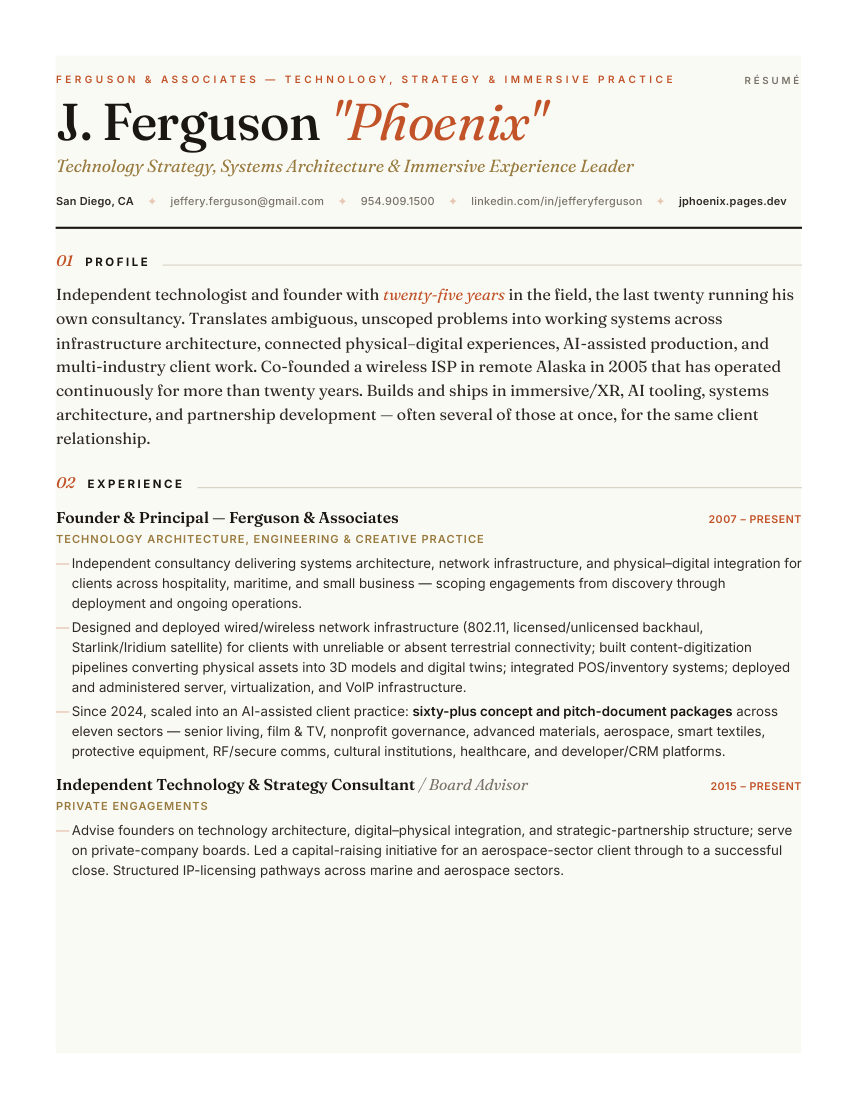 Master Résumé — page 1