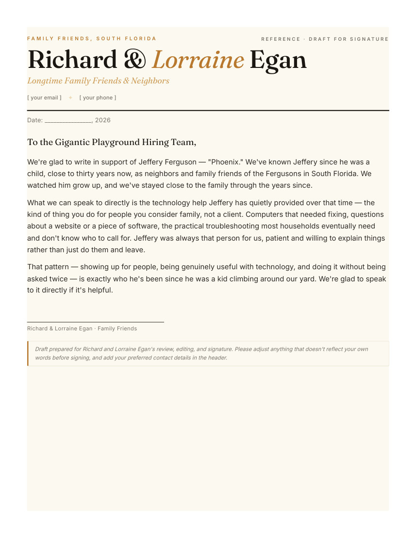 Richard and Lorraine Egan — page 1