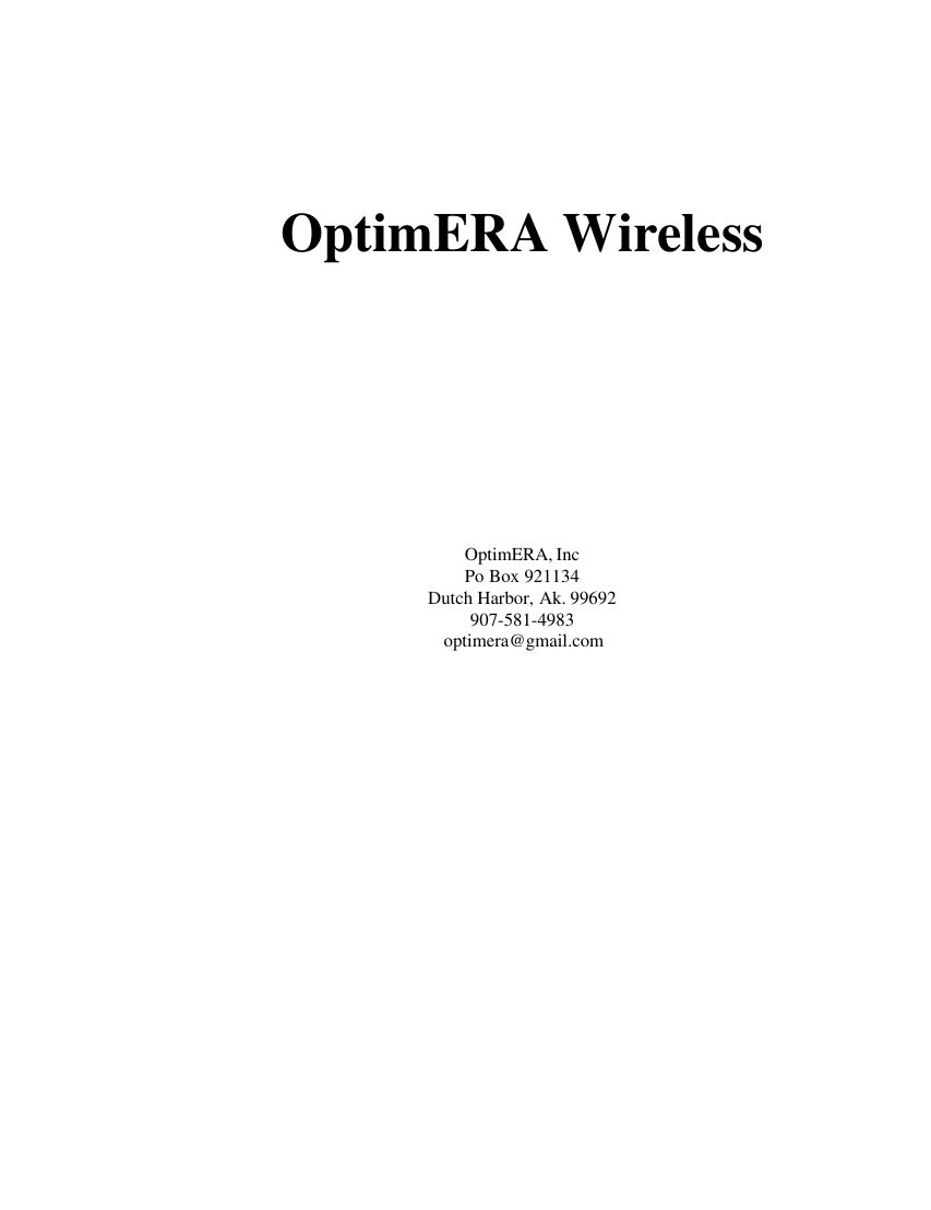 OptimERA Wireless business plan — page 1