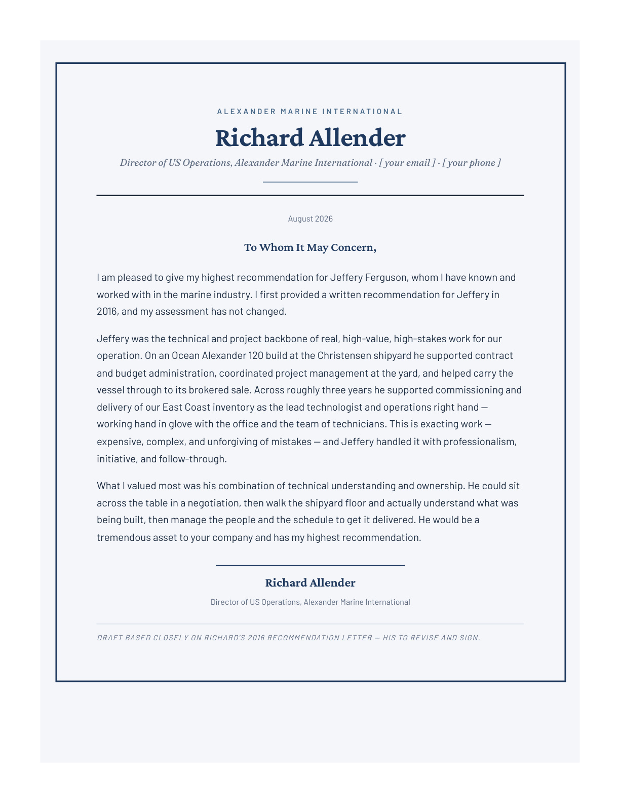 Richard Allender — page 1